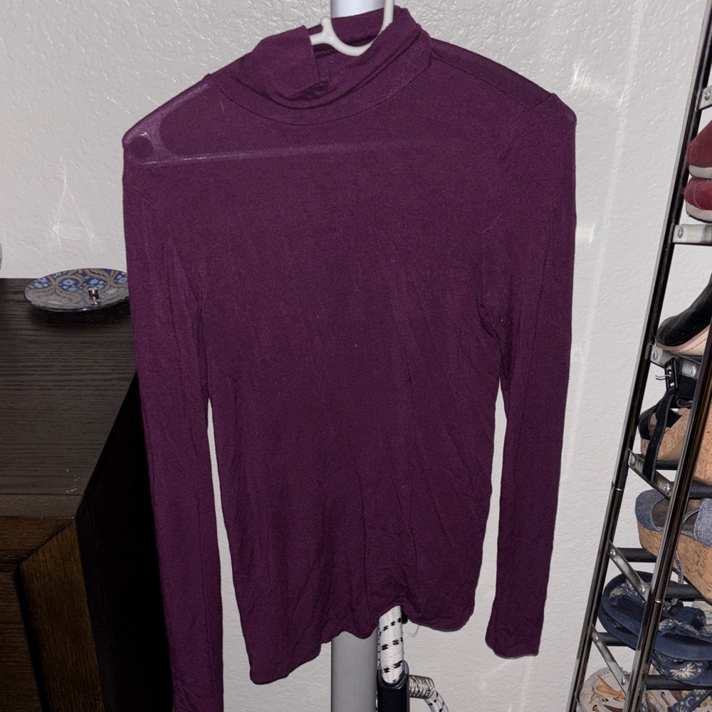 Lucky Brand Purple Turtleneck Long Sleeve Top